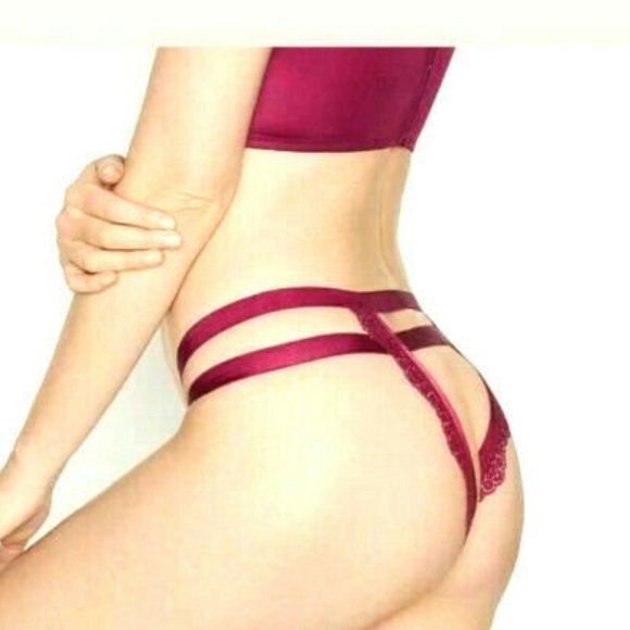 Victoria Secret LUXE BANDED Panty CROTCHLESS RED - Picture 3 of 8